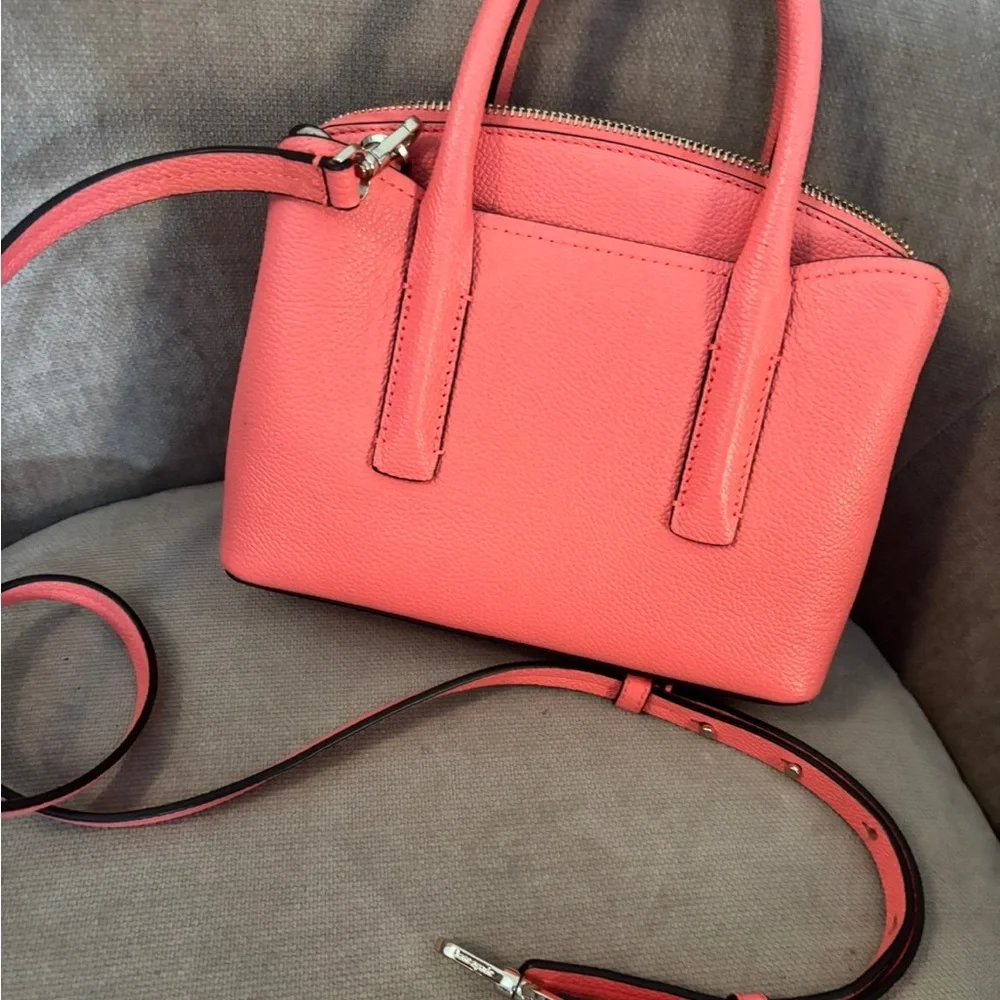 kate spade coral pink leather satchel
